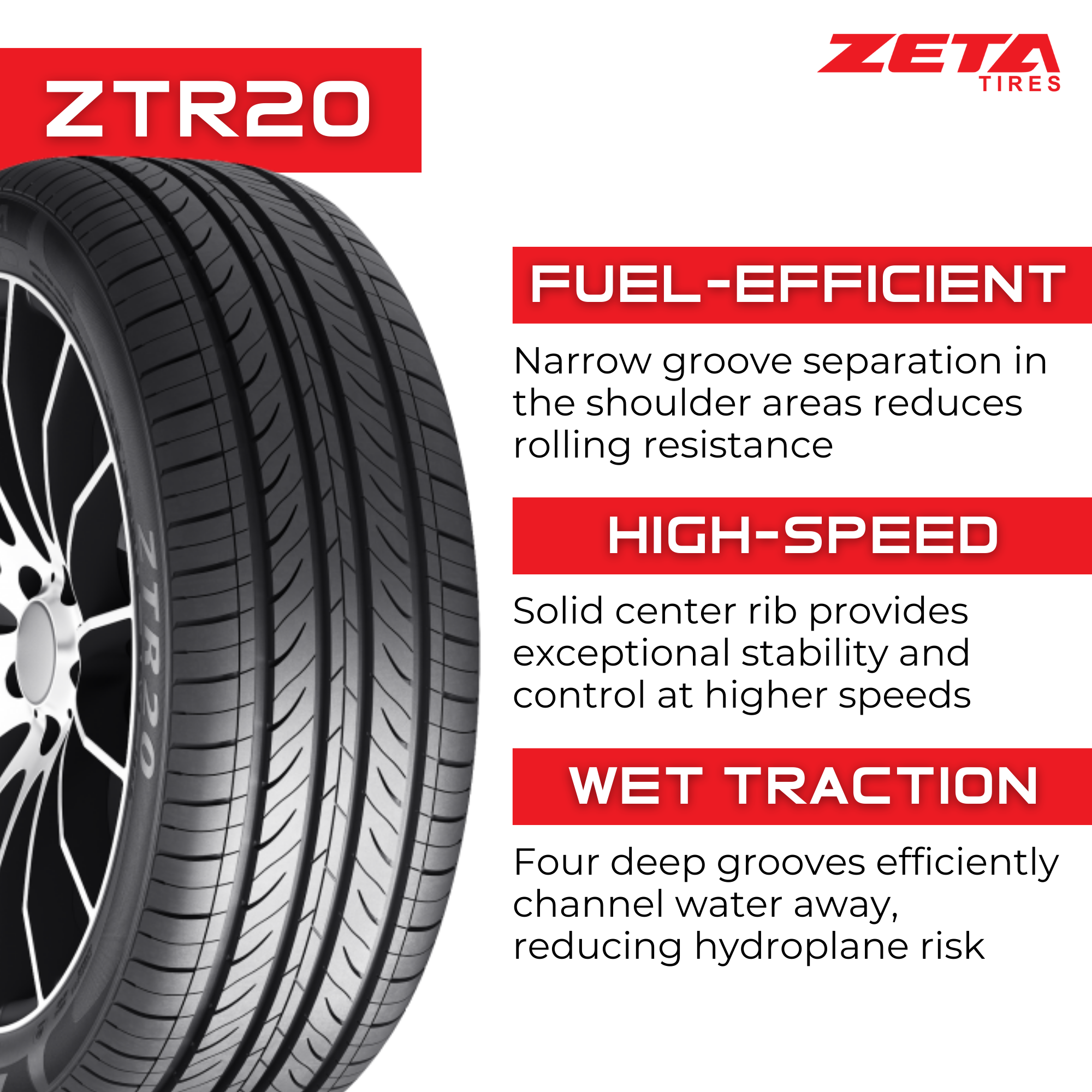 り太 ZT1855515N 185/55R15 Zeta ZTR20 82V Zeta Tires Canada – Capital
