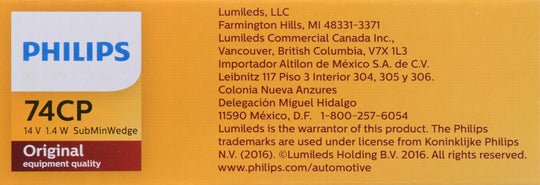 74CP Philips Standard Miniature 74 - Standard - Multiple Commercial 10-Pack Philips Bulbs