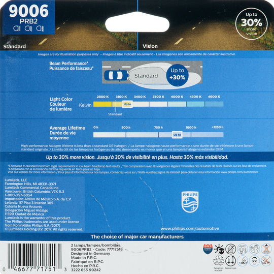 9006PRB2 Philips Vision Headlight 9006 - Vision - Twin Blister Pack Philips Bulbs