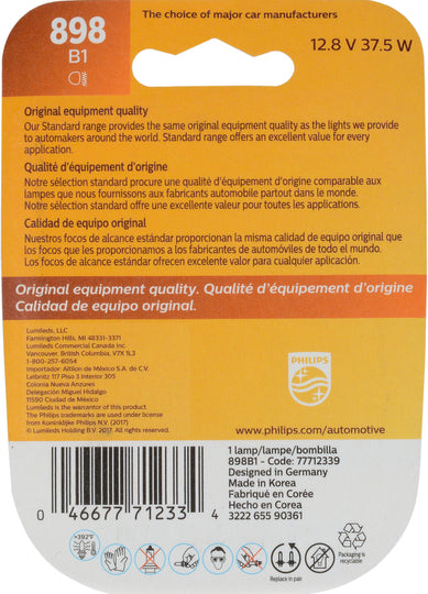 898B1 Philips Standard Fog Light 898 - Standard - Single Blister Pack Philips Bulbs