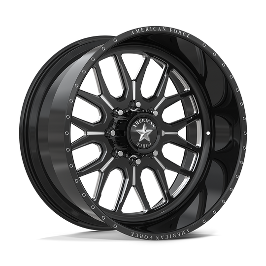 AFTDN55G24-5-20 - American Force Cast AFW Talon 20X10 8X180 -25mm Gloss Black Mill-Mach - American Force Cast Wheels Canada
