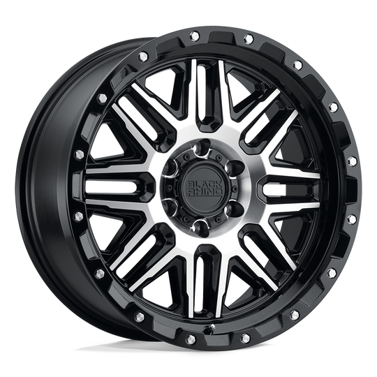 1790ALA126140B12 - Black Rhino Alamo 17X9 6X139.7  12mm Gloss Black W/ Machined Face & Stainless Bolts - Black Rhino Wheels Canada