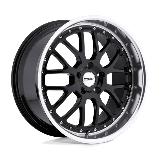 1895VAL405112B72 - TSW Valencia 18X9.5 5X112  40mm Gloss Black W/ Mirror Cut Lip - TSW Wheels Canada