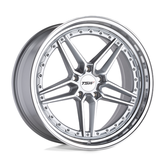 2090ACR155120S76 - TSW Ascari 20X9 5X120  15mm Silver W/ Mirror Cut Face & Lip - TSW Wheels Canada