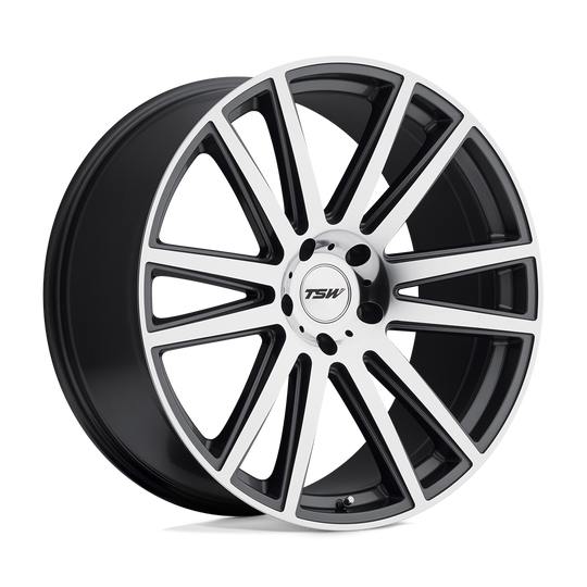 2085GAT405114G76 - TSW Gatsby 20X8.5 5X114.3  40mm Gunmetal W/ Mirror-Cut Face - TSW Wheels Canada