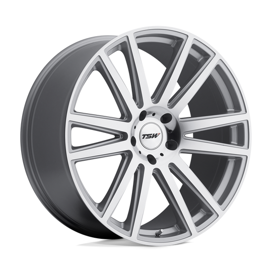 2290GAT405114S76 - TSW Gatsby 22X9 5X114.3  40mm Silver W/ Mirror-Cut Face - TSW Wheels Canada