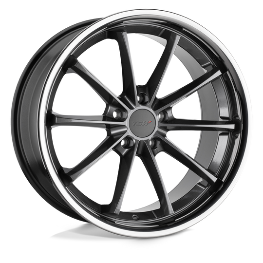 1895SWP405112G66 - TSW Sweep 18X9.5 5X112  40mm Gloss Gunmetal W/ Stainless Lip - TSW Wheels Canada