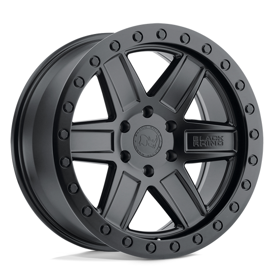 2095ATA005140M78 - Black Rhino Attica 20X9.5 5X139.7  0mm Matte Black W/ Black Ring - Black Rhino Wheels Canada