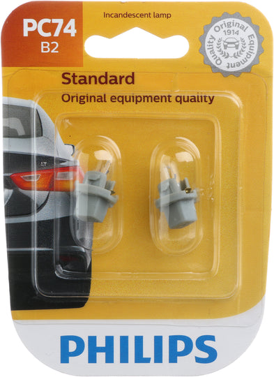 PC74B2 Philips Standard Minature 13929 - Standard - Twin Blister Pack Philips Bulbs