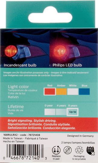 168RLED Philips Ultinon LED 168RLED - Ultinon LED - Red Philips Bulbs