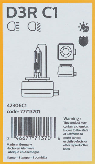 D3RC1 Philips Xenon HID lamp D3R - Standard - Single Commercial Pack Philips Bulbs