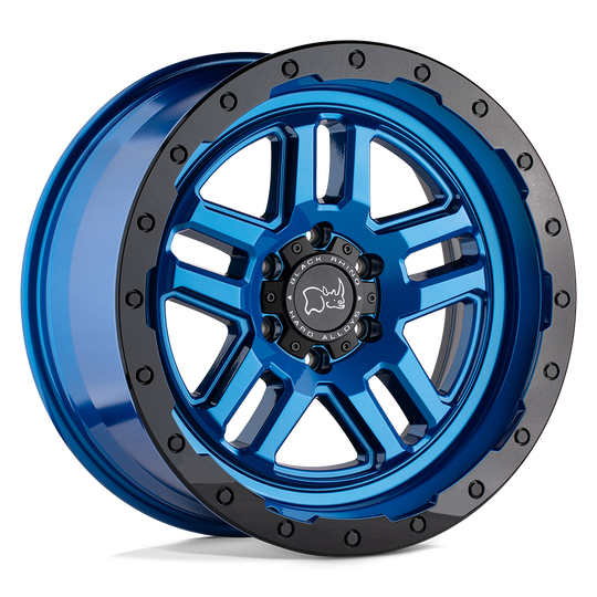 1795BTW-86140B12 - Black Rhino Barstow 17X9.5 6X139.7 -18 mm Dearborn Blue W/ Black Ring - Black Rhino Wheels Canada