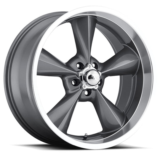 OS 780-5127-00 GML - B/G Rod Works Old School 17X8 5X127 ET 0mm Gun Metal Machined Lip - B/G Rod Works Wheels Canada