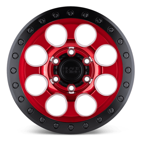1785RIT006140R12 - Black Rhino Riot 17X8.5 6X139.7  0mm Candy Red W/ Black Ring & Bolts - Black Rhino Wheels Canada