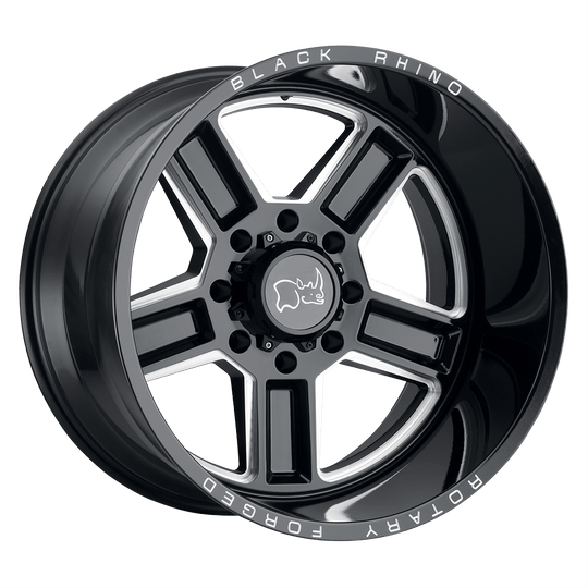 2414CAN-68165B22 - Black Rhino Canon 24X14 8X165.1 -76 mm Gloss Black W/ Milled Spokes - Black Rhino Wheels Canada