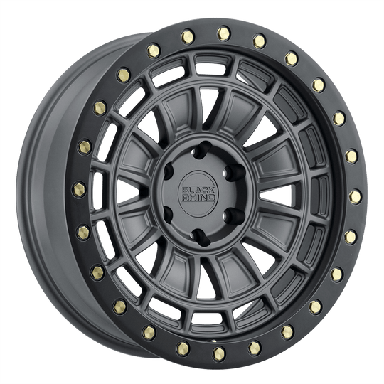 1895DAL-25127G71 - Black Rhino Dalton 18X9.5 5X127 -12 mm Matte Gunmetal W/ Black Lip Edge & Brass Bolts - Black Rhino Wheels Canada