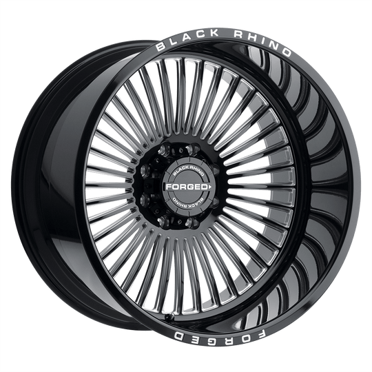 2214HRS-68180B25 - Black Rhino Horus 22X14 8X180 -76 mm Gloss Black W/ Milled Spokes - Black Rhino Wheels Canada