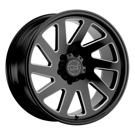 2012THR-48180B25 - Black Rhino Thrust 20X12 8X180 -44 mm Gloss Black W/ Milled Spokes - Black Rhino Wheels Canada