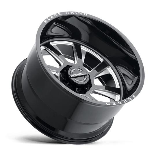 2414BLR-68170B25L - Black Rhino Blaster 24X14 8X170 -76 mm Gloss Black W/ Milled Spokes - Directional - Black Rhino Wheels Canada