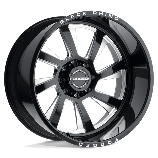 2214BLR-65127B71R - Black Rhino Blaster 22X14 5X127 -76 mm Gloss Black W/ Milled Spokes - Directional - Black Rhino Wheels Canada