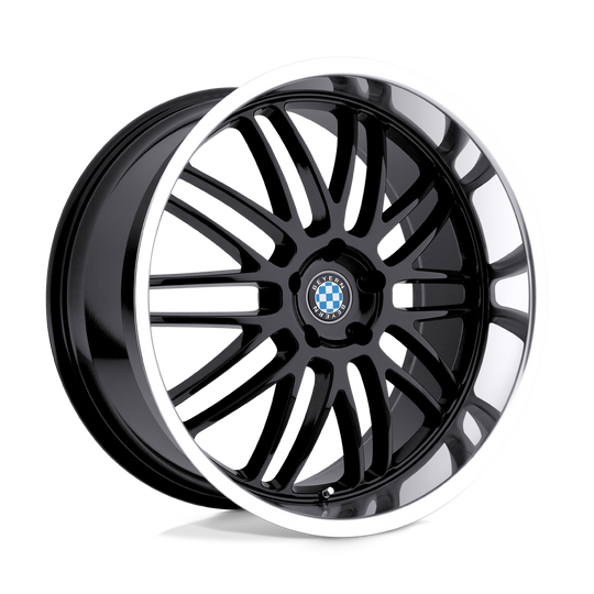 1995BYM255120B74 - Beyern Mesh 19X9.5 5X120  25mm Gloss Black W/ Mirror Cut Lip - Beyern Wheels Canada