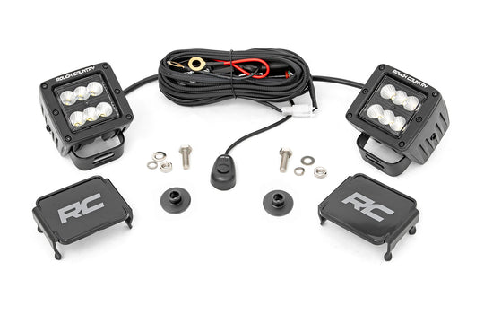 71046 LED Light - Ditch Mount - 2" Black Pair - Flood Pattern - Ford Bronco (21-23) Rough Country Canada