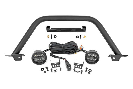51111 Safari Bar - 3.5" Round LED (Pair) - Black - Amber DRL - OE Modular Steel - Ford Bronco 4WD (21-23) Rough Country Canada