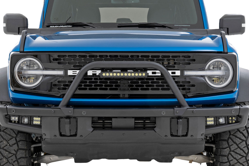 51116 Safari Bar - 12" LED Light Bar - Black - Single Row - OE Modular Steel - Ford Bronco 4WD ( Rough Country Canada