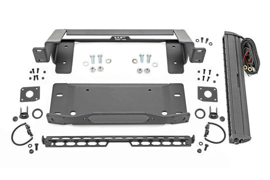 51067 High Winch Mount - All Models - 20 Inch Black Single Row LED - Ford Bronco (21-23) Rough Country Canada