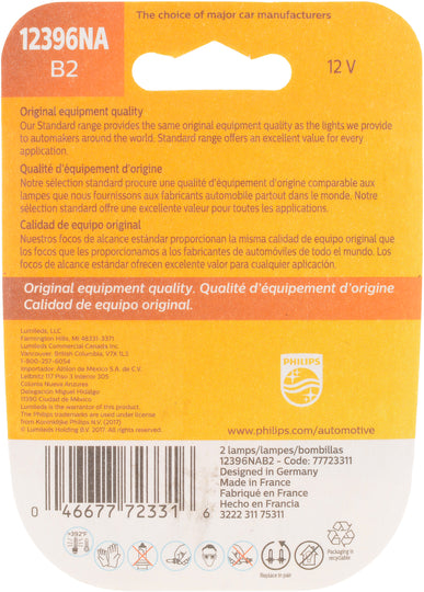 12396NAB2 Philips Standard Minature 12396NAB2 - Standard - Twin Blister Pack Philips Bulbs