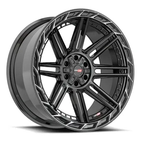 VRD-501201057-18BDCTR - Vortek VRP-501 20X10 6X135 / 6X139.7 ET -18mm Black Diamond Cut Ring with Dark Tint - Vortek Wheels Canada