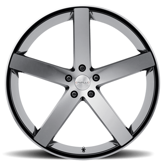CLV-C-520855120+35BM - Cavallo CLV-C-5 20X8.5 5X120 35mm Gloss Black & Machined - Cavallo Wheels Canada