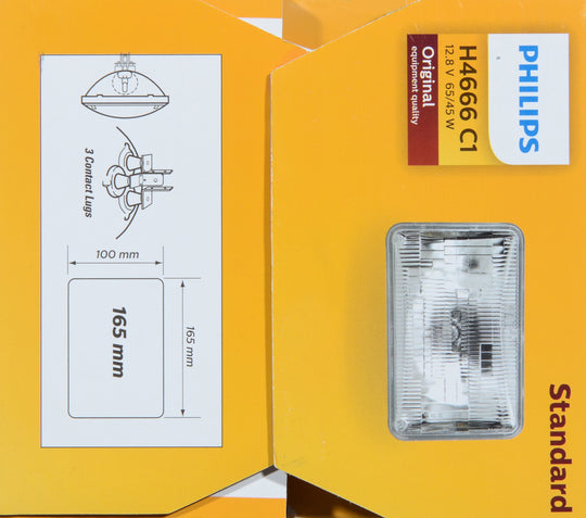 H4666C1 Philips Standard Sealed Beam H4666 - Standard - Single Commercial Pack Philips Bulbs