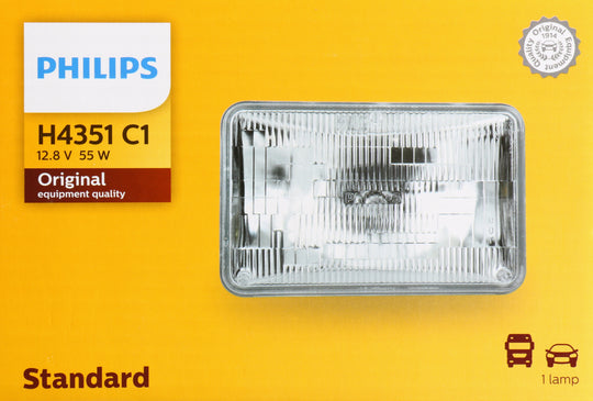 H4351C1 Philips Standard Sealed Beam H4351 - Standard - Single Commercial Pack Philips Bulbs