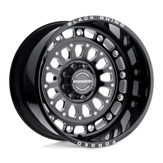 2214CNT-68180B25 - Black Rhino Centurion 22X14 8X180 -76 mm Gloss Black W/ Milled Spokes - Black Rhino Wheels Canada