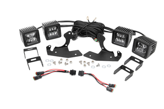 70628 LED Light - Fog Mount - Dual 2" Black Pair - Chevy Silverado 2500 HD/3500 HD (11-14) Rough Country Canada