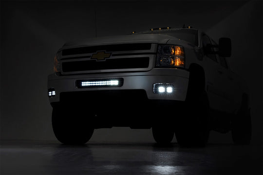 70628 LED Light - Fog Mount - Dual 2" Black Pair - Chevy Silverado 2500 HD/3500 HD (11-14) Rough Country Canada