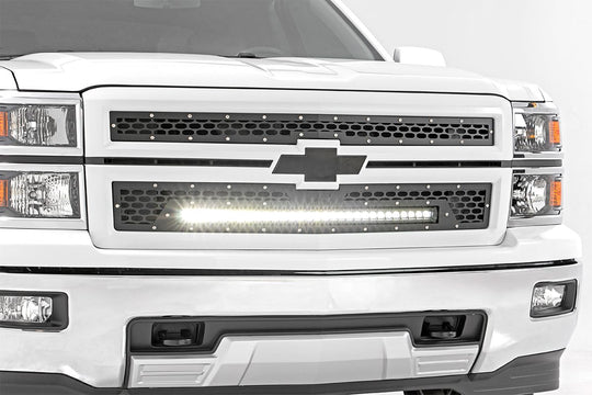 70103 Mesh Grille - 30" Single Row LED - Black - Chevy Silverado 1500 (14-15) Rough Country Canada