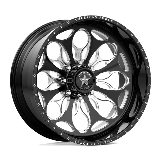 AFTPCKH13D22-5-20 - American Force AFW Carnage 24X14 8X165.1 -90mm Gloss Black Mill-Mach - American Force Wheels Canada