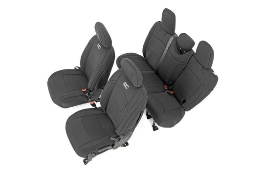 91012 Seat Covers - Front and Rear w/ Armrest - Jeep Wrangler JL (18-23) Rough Country Canada