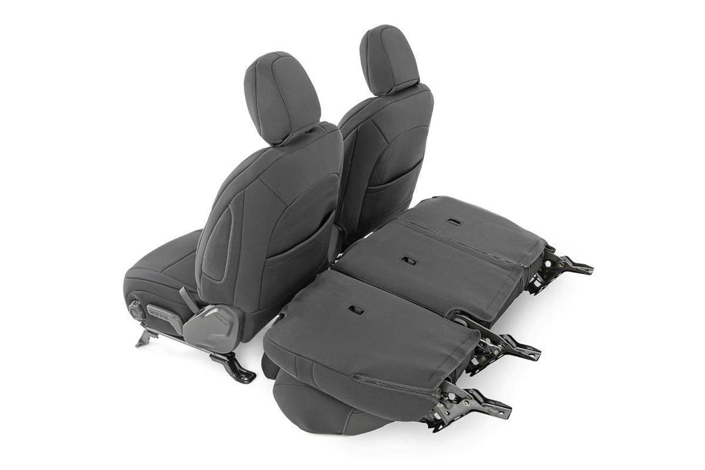 91012 Seat Covers - Front and Rear w/ Armrest - Jeep Wrangler JL (18-23) Rough Country Canada