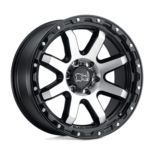 2090CYT-88165B22 - Black Rhino Coyote 20X9 8X165.1 -18 mm Gloss Black W/ Machined Face & Stainless Bolts - Black Rhino Wheels Canada