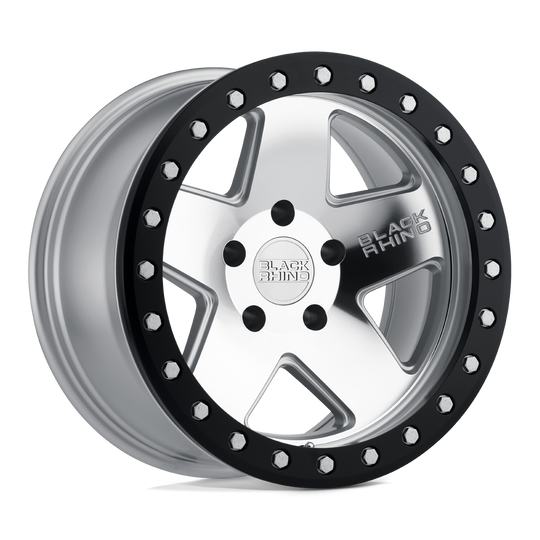1785CRL006135S87 - Black Rhino Crawler 17X8.5 6X135  0mm Silver W/ Mirror Face & Black Lip Ring - Black Rhino Wheels Canada