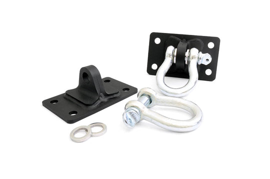 1046 D Ring Shackles and Mounts - Stubby Winch Bumpers - Jeep Wrangler JK (07-18) Rough Country Canada