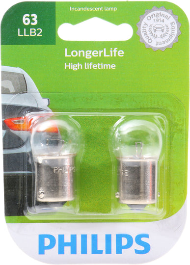 63LLB2 Philips LongerLife Miniature 63LL - LongerLife - Twin Blister Pack Philips Bulbs