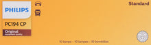 Load image into Gallery viewer, PC194CP Philips Standard Miniature PC194 - Standard - Multiple Commercial 10-Pack Philips Bulbs