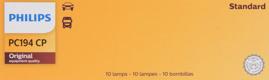 PC194CP Philips Standard Miniature PC194 - Standard - Multiple Commercial 10-Pack Philips Bulbs