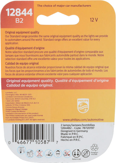 12844B2 Philips Standard Minature 12844 - Standard - Twin Blister Pack Philips Bulbs