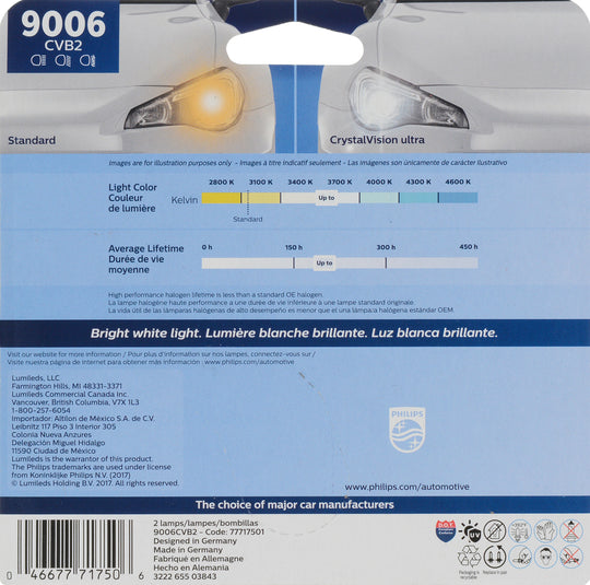 9006CVB2 Philips CrystalVision ultra Headlight 9006 - CrystalVision Ultra - Twin Blister Pack Philips Bulbs