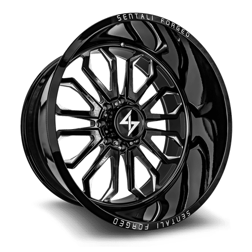 SF328168199BM - Sentali Forged SF3BM 28X16 8X165.1 ET -99MM Gloss Black Milled - Sentali Forged Wheels Canada